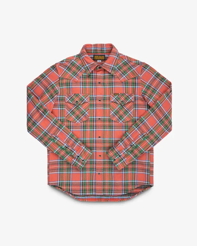 Iron Heart IHSH-436-RED Ultra Heavy Flannel American Check Western Shirt - Red "The Watermelon Man" sold by Franklin and Poe