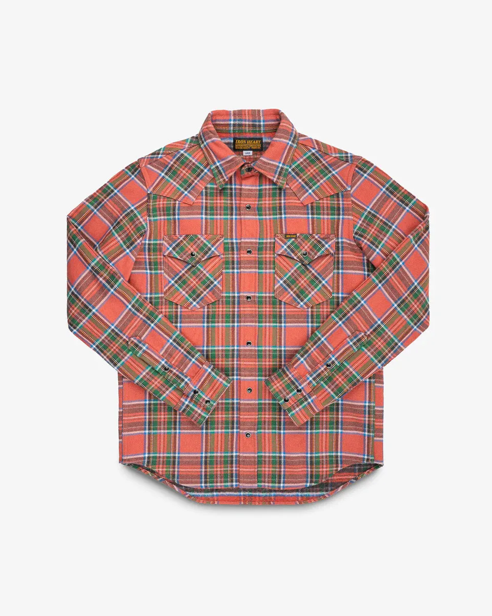 Iron Heart IHSH-436-RED Ultra Heavy Flannel American Check Western Shirt - Red "The Watermelon Man" sold by Franklin and Poe