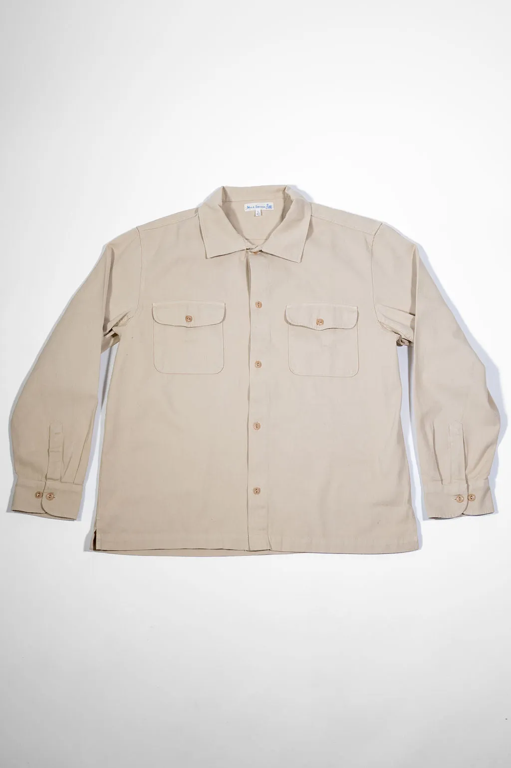 Merz b. Schwanen SHIRT06RT Worker's Cotton Twill Long Sleeve Shirt - Light Khaki sold by Franklin and Poe product image thumbnail 4