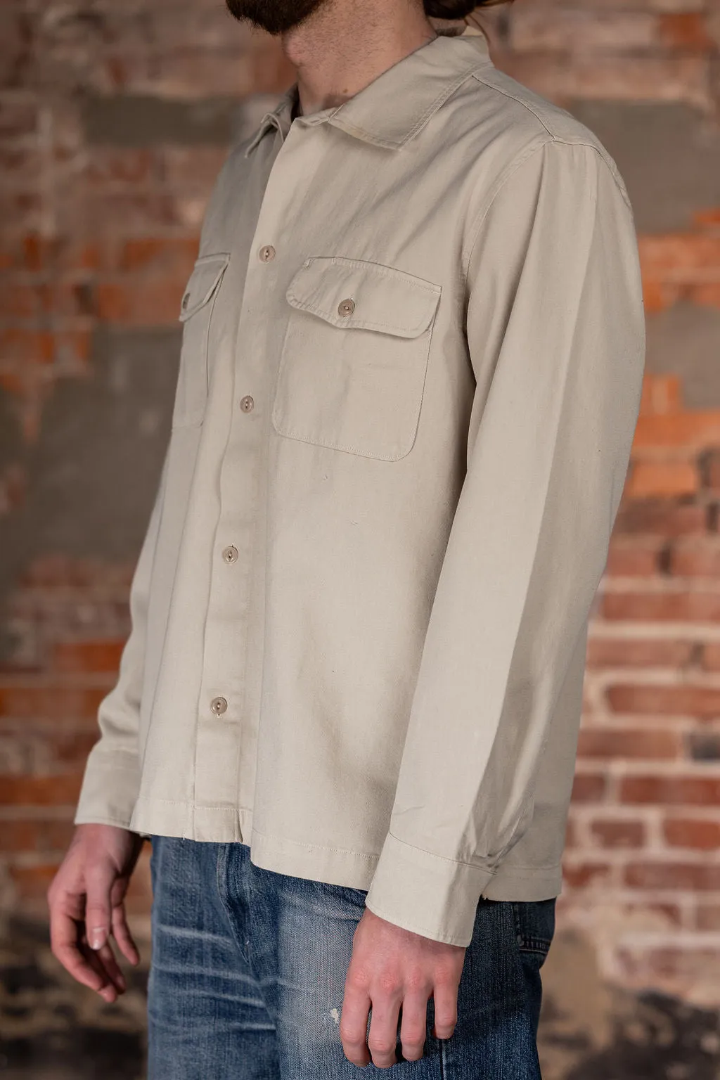 Merz b. Schwanen SHIRT06RT Worker's Cotton Twill Long Sleeve Shirt - Light Khaki sold by Franklin and Poe product image thumbnail 2