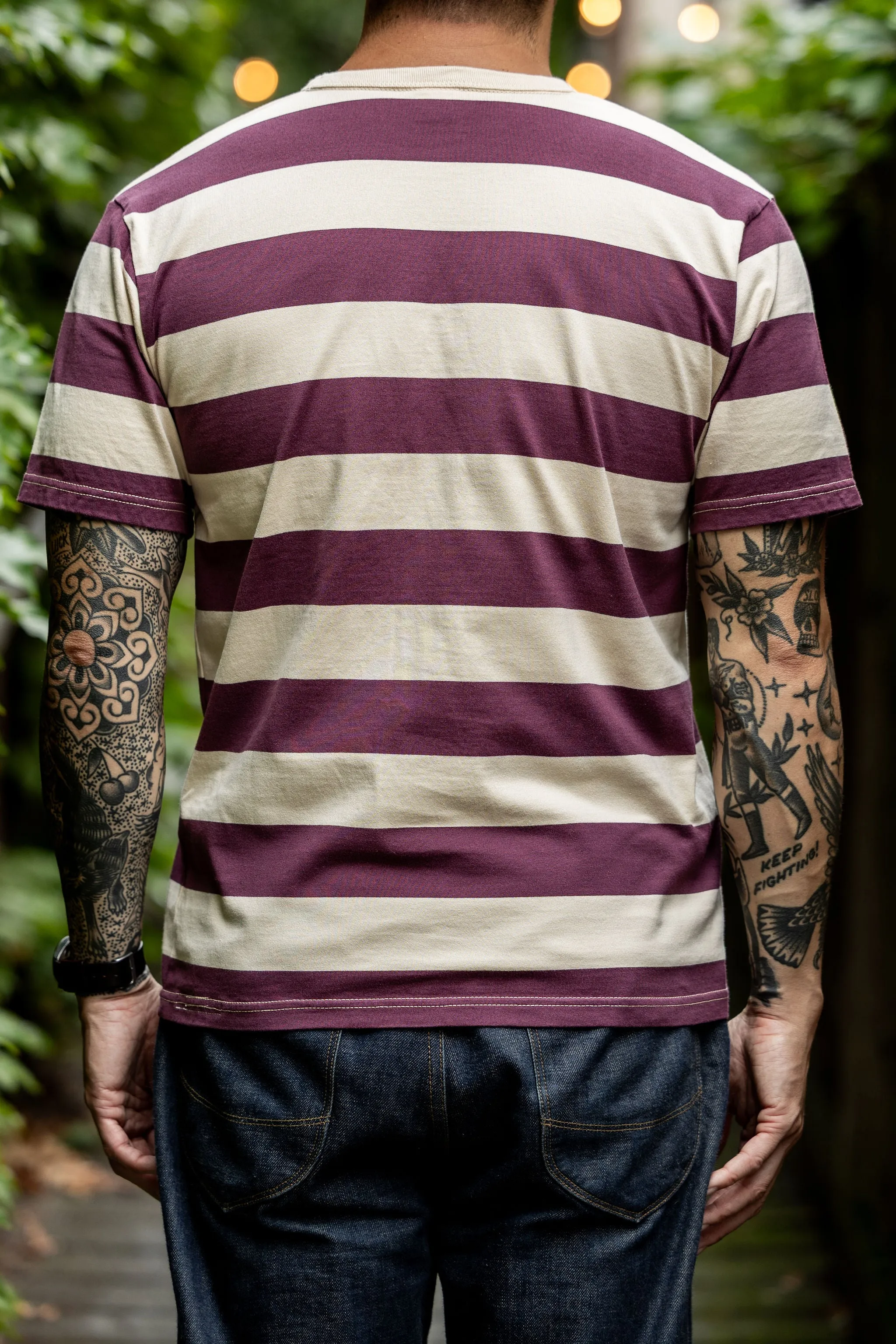 The Flat Head FN-THB-002 Border T-Shirt - Ivory/Purple sold by Franklin and Poe product image thumbnail 2