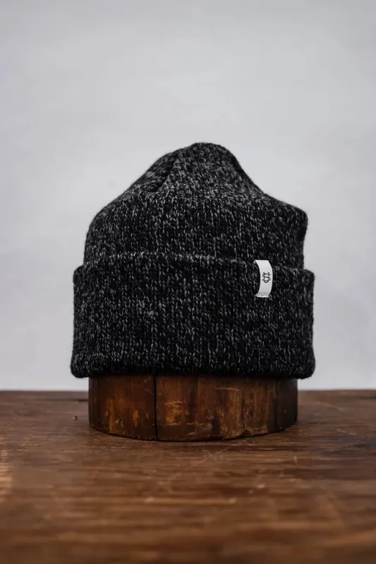 Upstate Stock Ragg Wool Beanie - Black Melange sold by Franklin and Poe