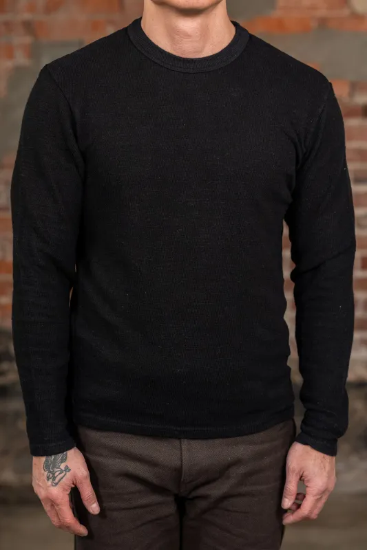UES Linen Long Sleeve Tee - Black sold by Franklin and Poe