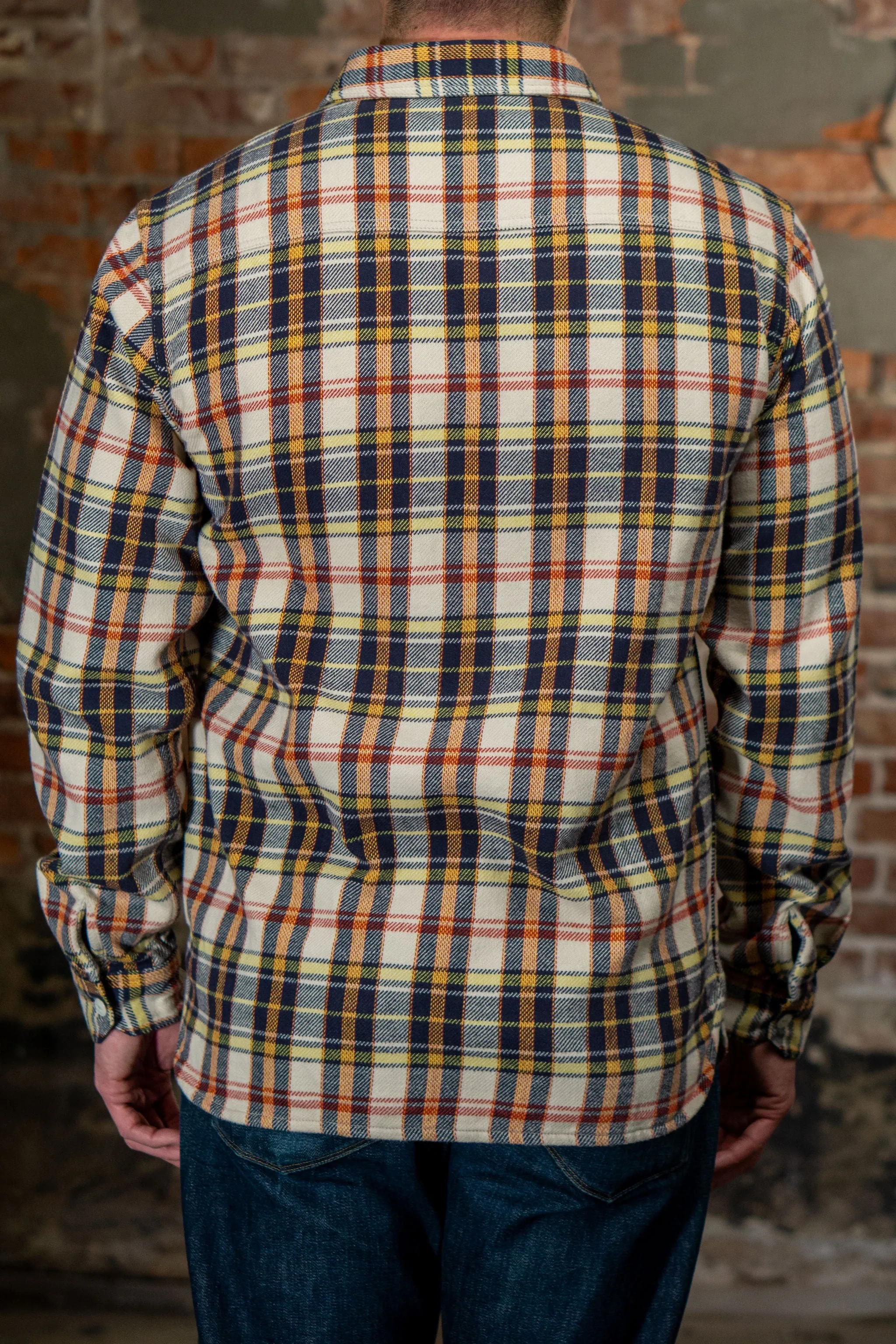 The Flat Head FN-SNR-014L Check Flannel Work Shirt - Ivory/Black sold by Franklin and Poe product image thumbnail 3