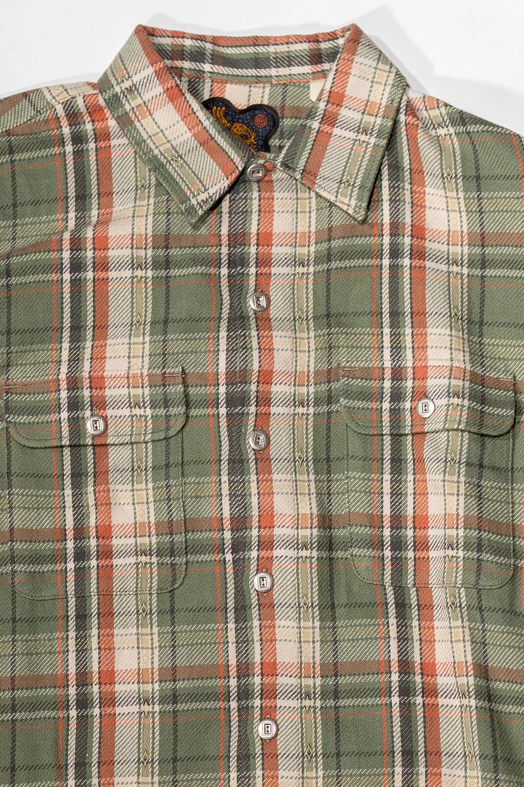 Indigofera Webster - 7.3oz Jacquard Flannel Green/Beige Check sold by Franklin and Poe product image thumbnail 5