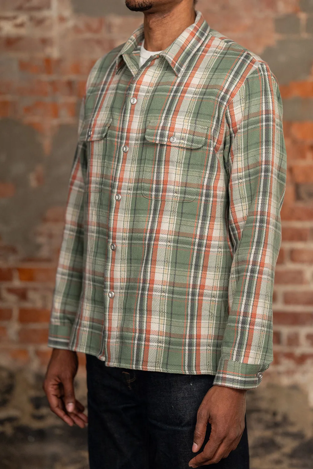 Indigofera Webster - 7.3oz Jacquard Flannel Green/Beige Check sold by Franklin and Poe product image thumbnail 2
