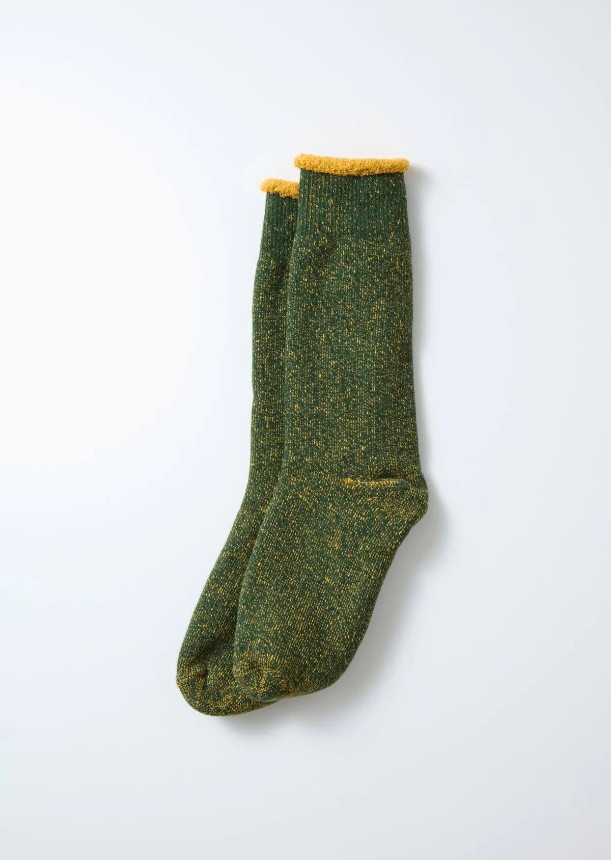 Rototo R1612 Reversible Pile Socks - Ivy Green/Dark Yellow sold by Franklin and Poe