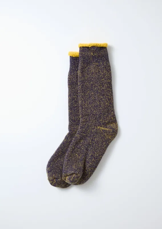 Rototo R1612 Reversible Pile Socks - Navy/Yellow sold by Franklin and Poe
