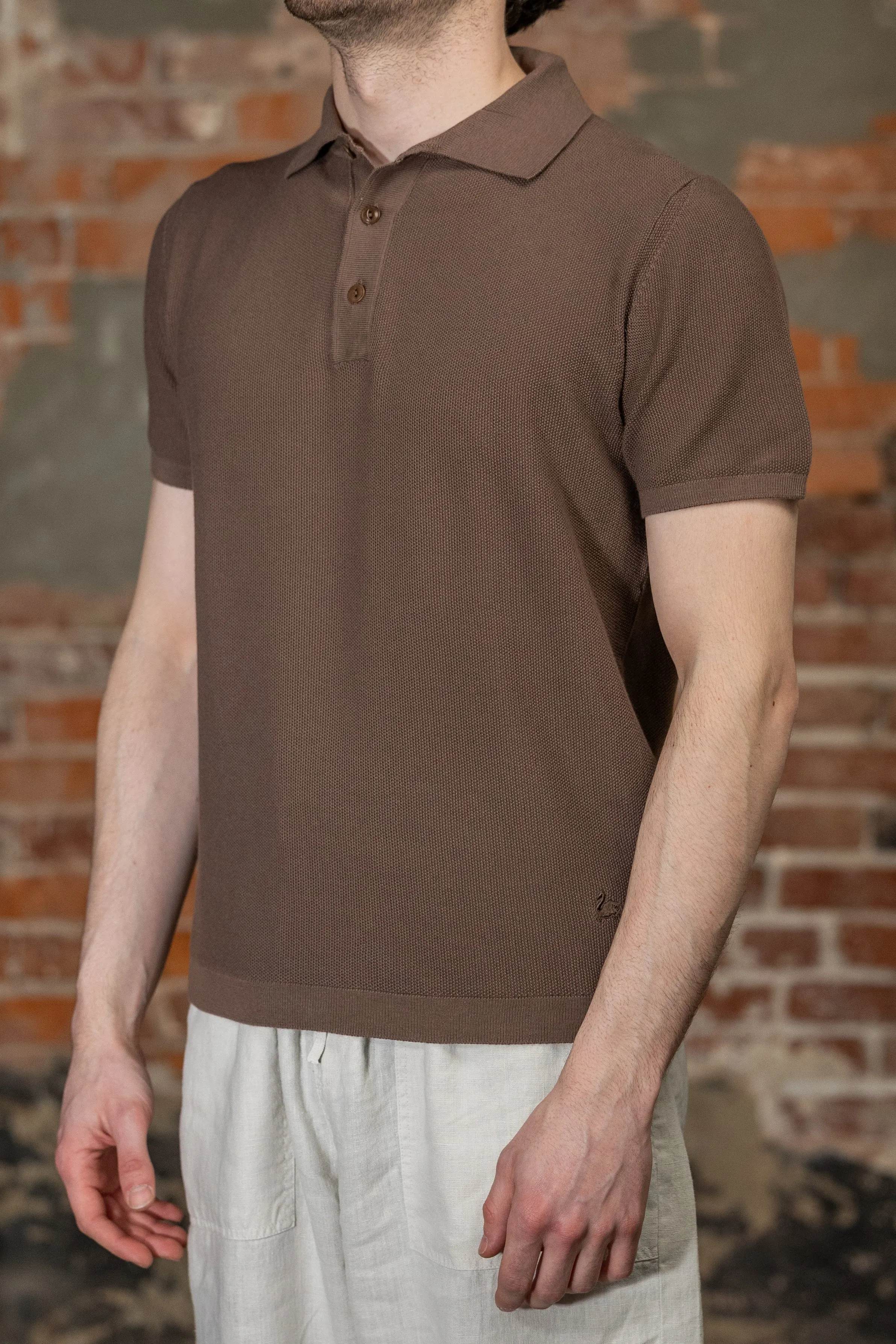 Merz b. Schwanen KPLP02 Knitted Polo - Grain sold by Franklin and Poe product image thumbnail 2