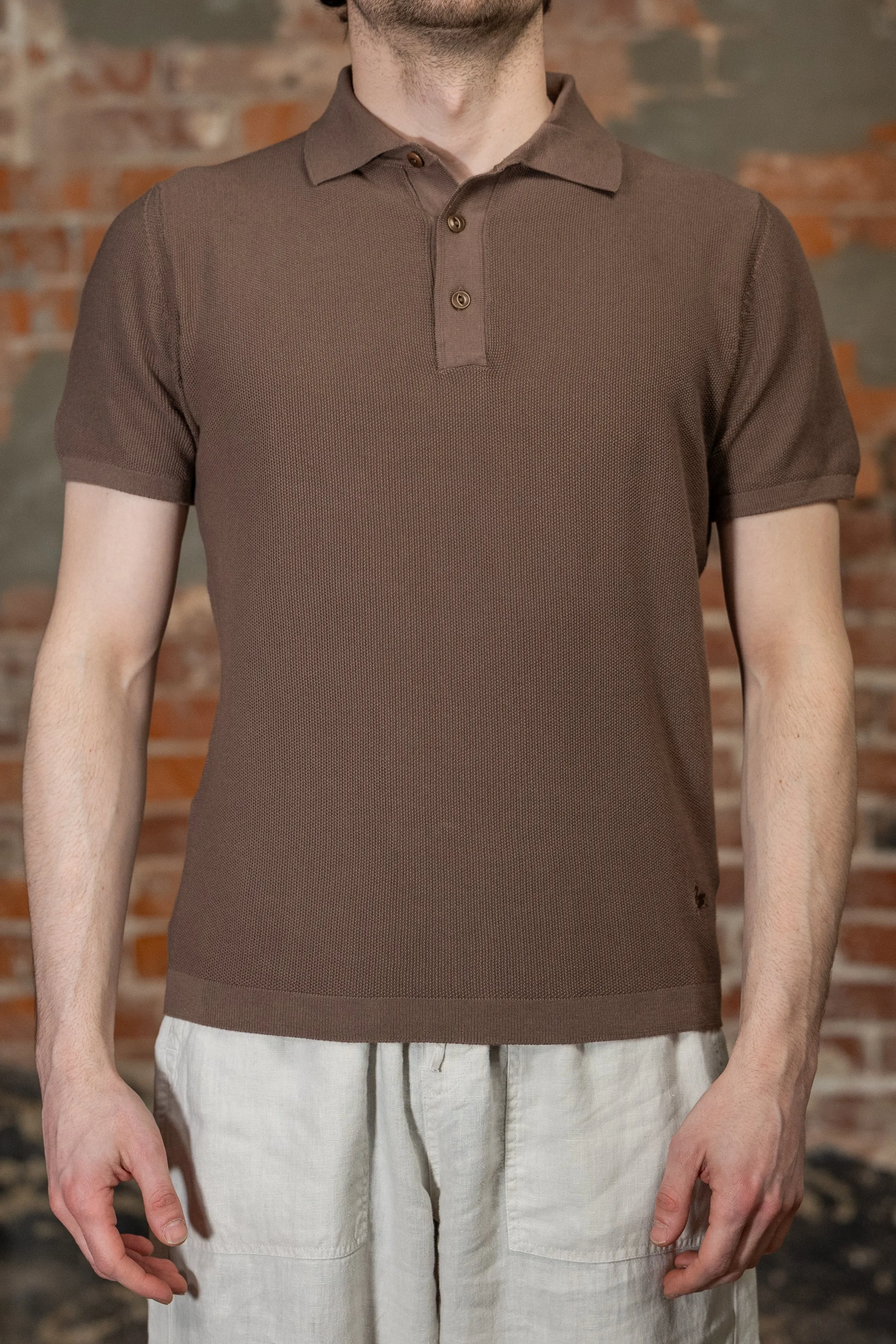 Merz b. Schwanen KPLP02 Knitted Polo - Grain sold by Franklin and Poe
