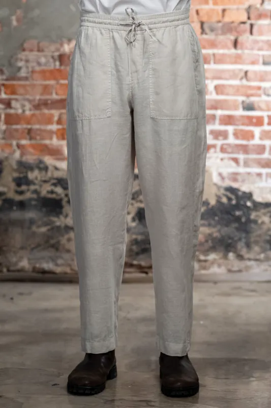 Merz b. Schwanen PANTS05LI Linen Workers Drawstring Pants  - Light Stone sold by Franklin and Poe