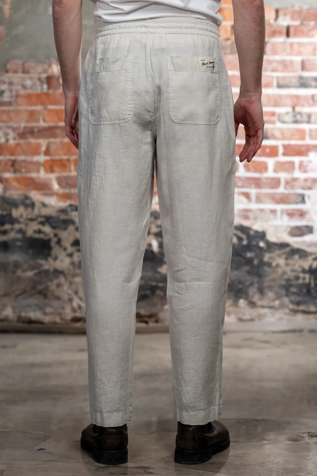 Merz b. Schwanen PANTS05LI Linen Workers Drawstring Pants - Light Stone sold by Franklin and Poe product image thumbnail 3
