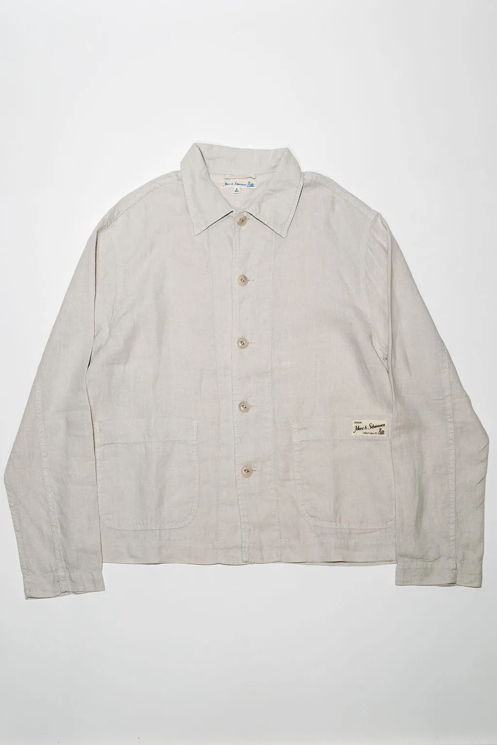 Merz b. Schwanen JKT08LI Linen Cropped Worker's Jacket - Light Stone sold by Franklin and Poe product image thumbnail 4