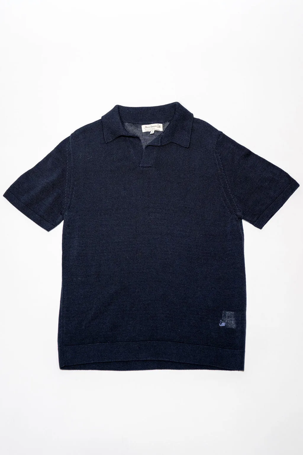 Merz b. Schwanen KNITPOLO02 1962 Cotton Polo Shirt - Dark Navy sold by Franklin and Poe product image thumbnail 4