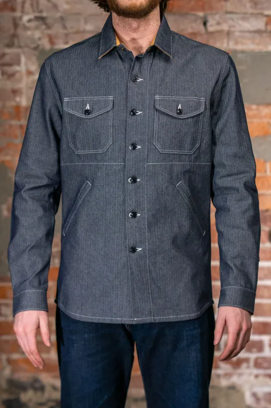 Dehen 1920 Crissman Overshirt - Indigo Herringbone Bull Denim sold by Franklin and Poe