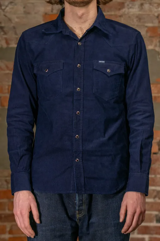 Iron Heart IHSH-438-IND 7.5oz Selvedge Corduroy Western Shirt - Indigo made by Iron Heart