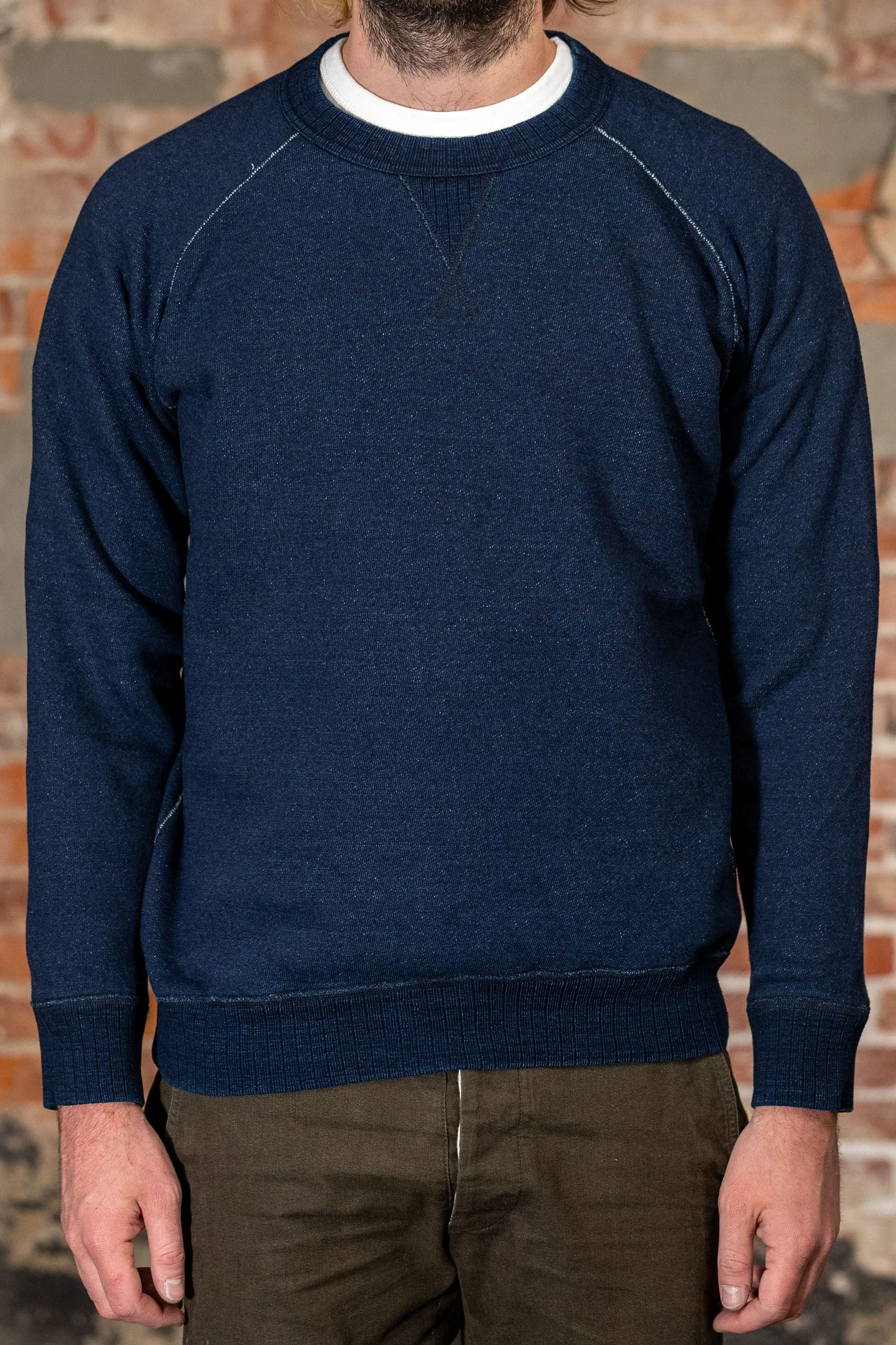Pure Blue Japan 5409-ID Knitted Sweatshirt - Indigo sold by Franklin and Poe