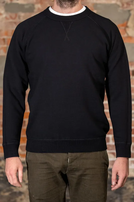 Pure Blue Japan 5409-IDBK Knitted Sweatshirt - Indigo Black made by Pure Blue Japan