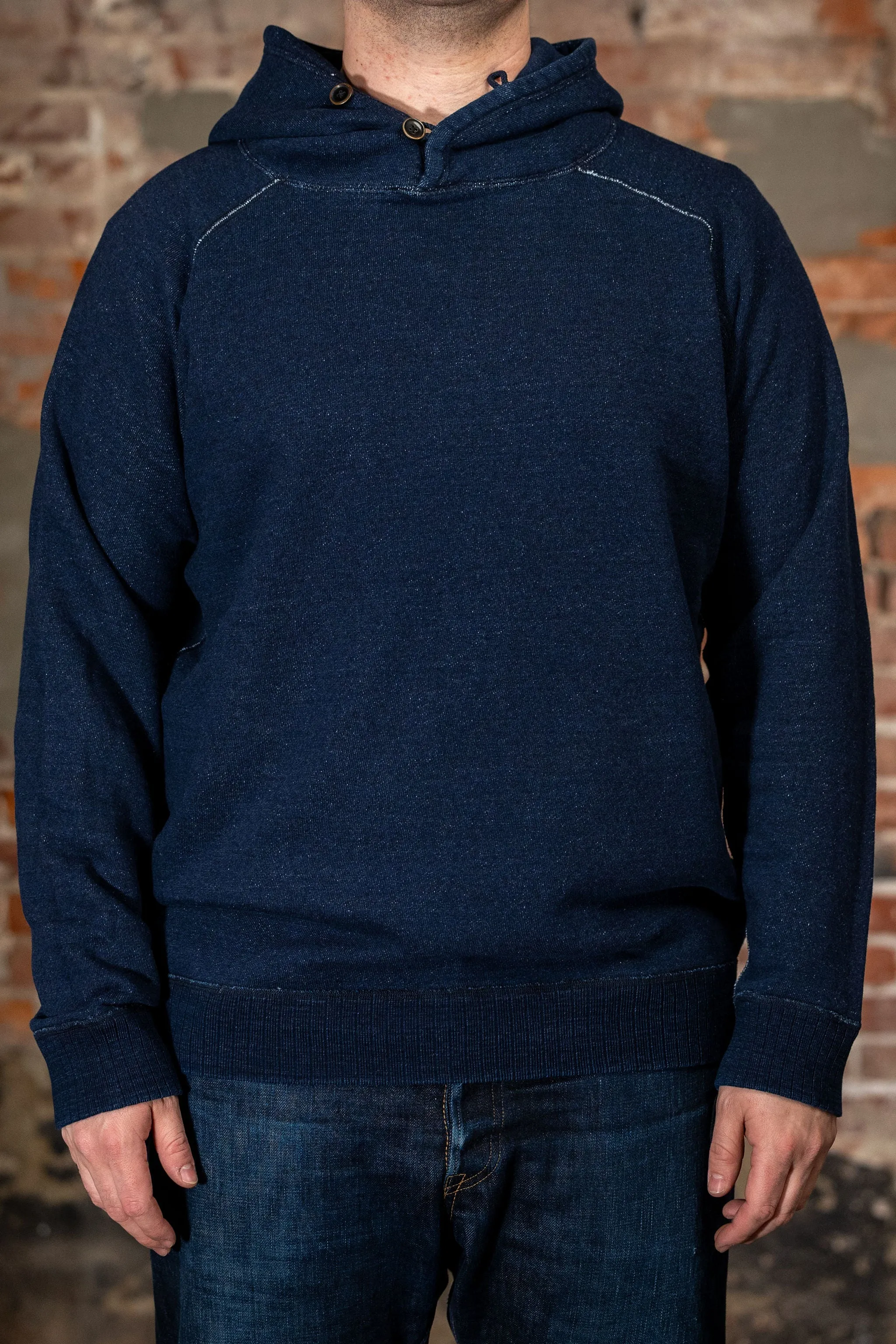 Pure Blue Japan 5410-ID Knitted Hoodie - Indigo sold by Franklin and Poe