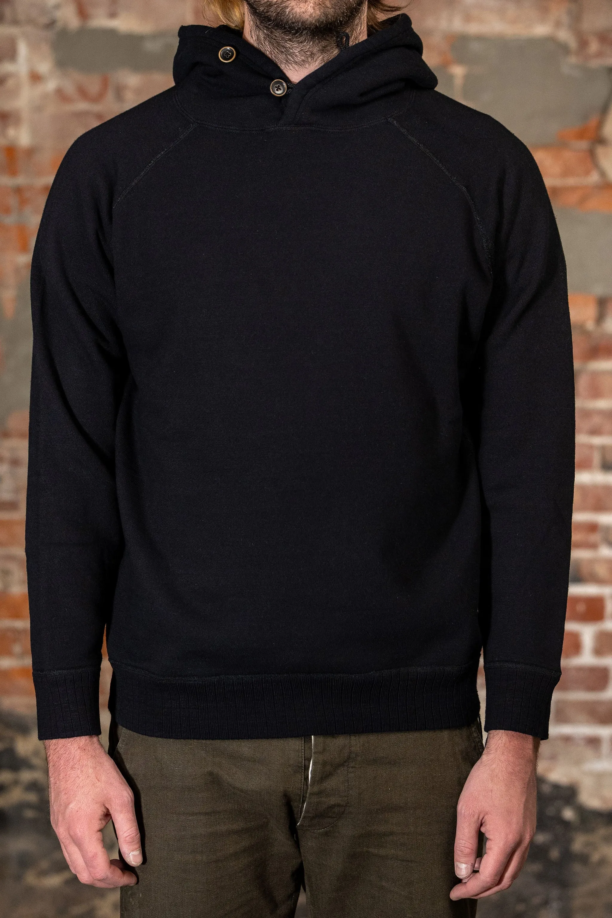 Pure Blue Japan 5410-IDBK Knitted Hoodie - Indigo Black sold by Franklin and Poe