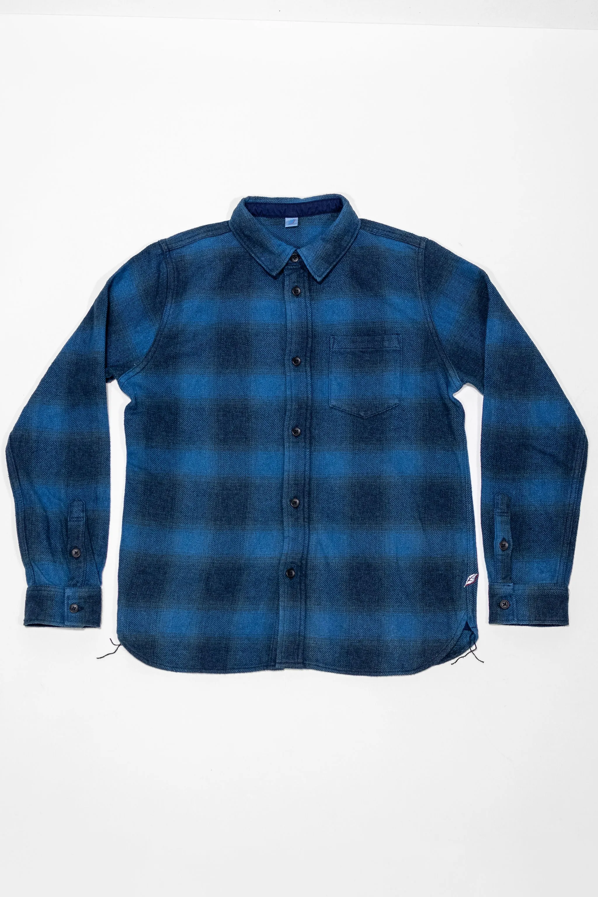Pure Blue Japan 2235-BE Tweed Check Shirt - Beige Indigo Overdye sold by Franklin and Poe product image thumbnail 4