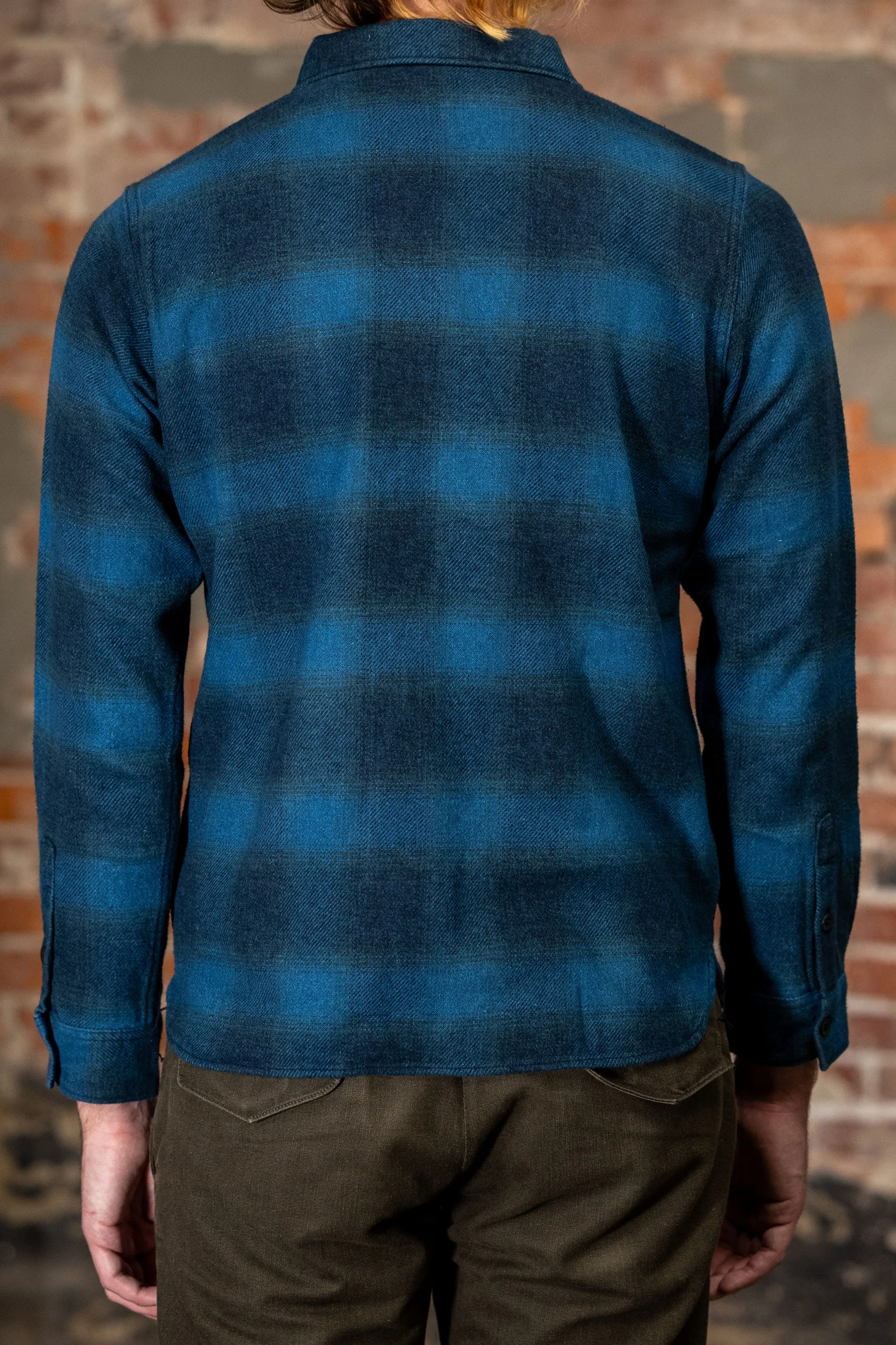 Pure Blue Japan 2235-BE Tweed Check Shirt - Beige Indigo Overdye sold by Franklin and Poe product image thumbnail 3