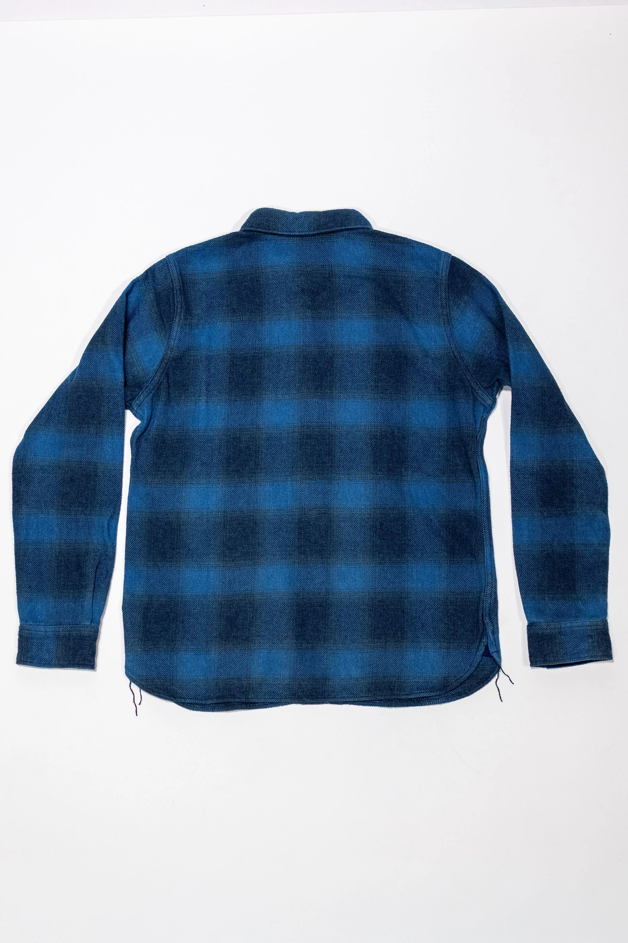 Pure Blue Japan 2235-BE Tweed Check Shirt - Beige Indigo Overdye sold by Franklin and Poe product image thumbnail 5