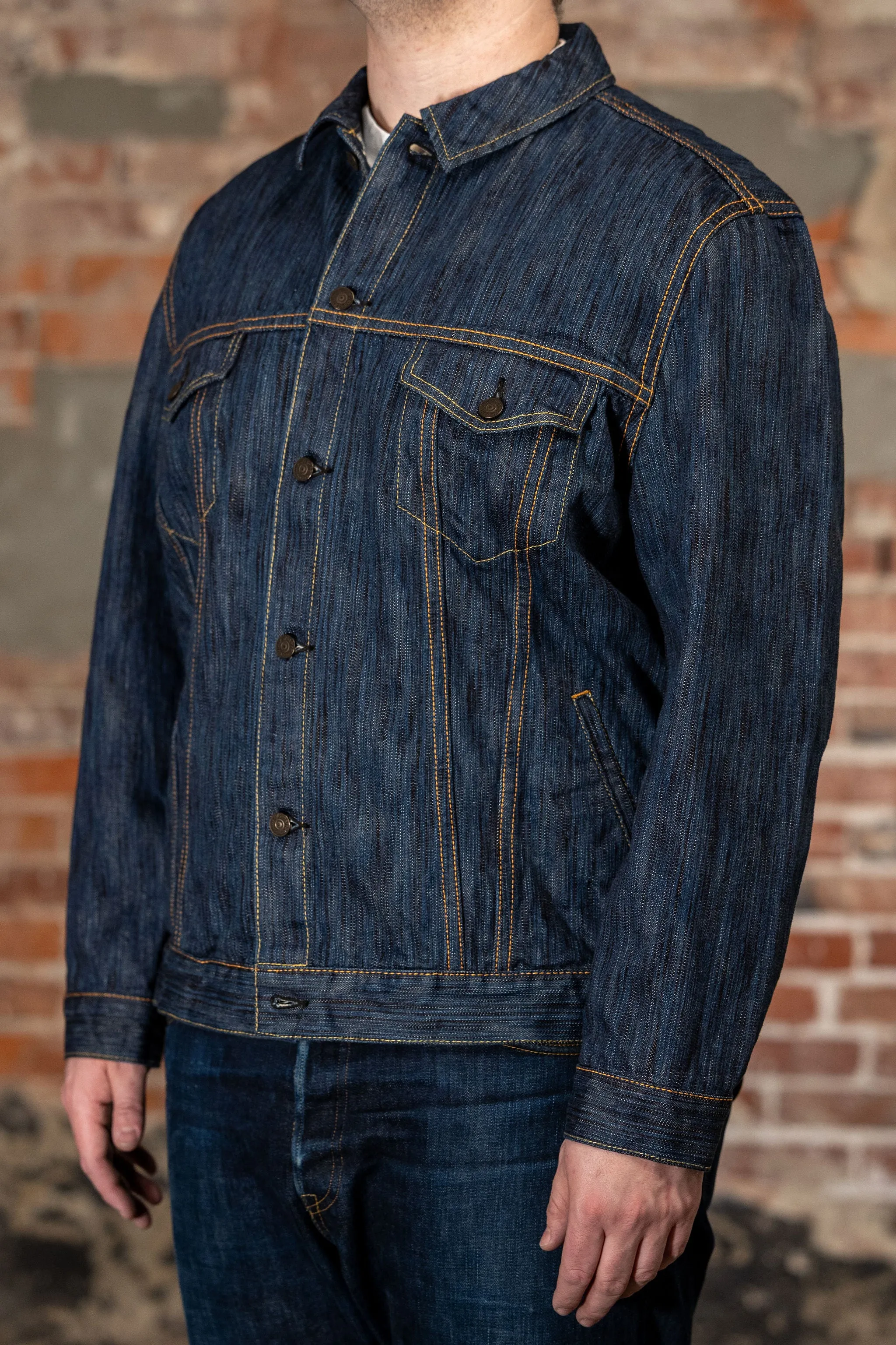 Pure Blue Japan 6226-L 14.5oz Waterfall Denim Type III Jacket - Light Indigo sold by Franklin and Poe product image thumbnail 2