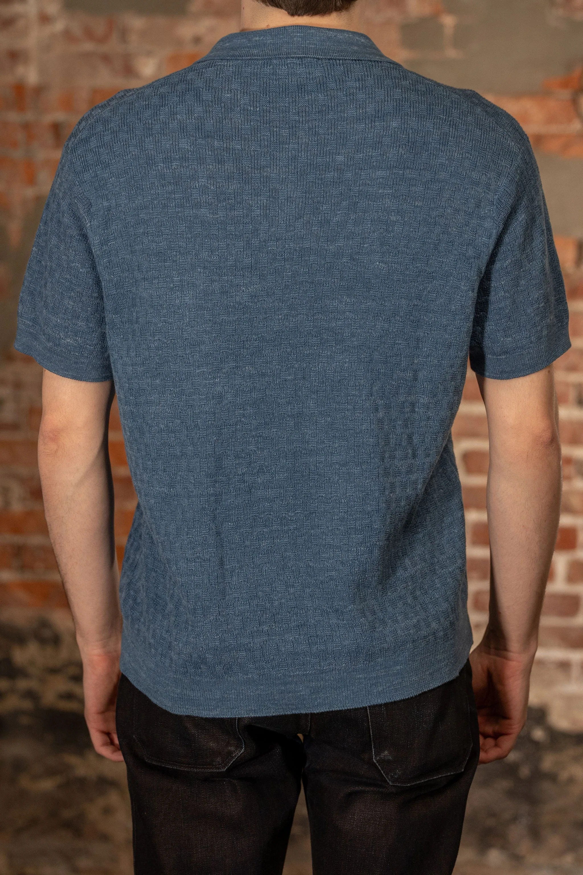 3sixteen Knit Polo - Vintage Blue Boxweave sold by Franklin and Poe product image thumbnail 2