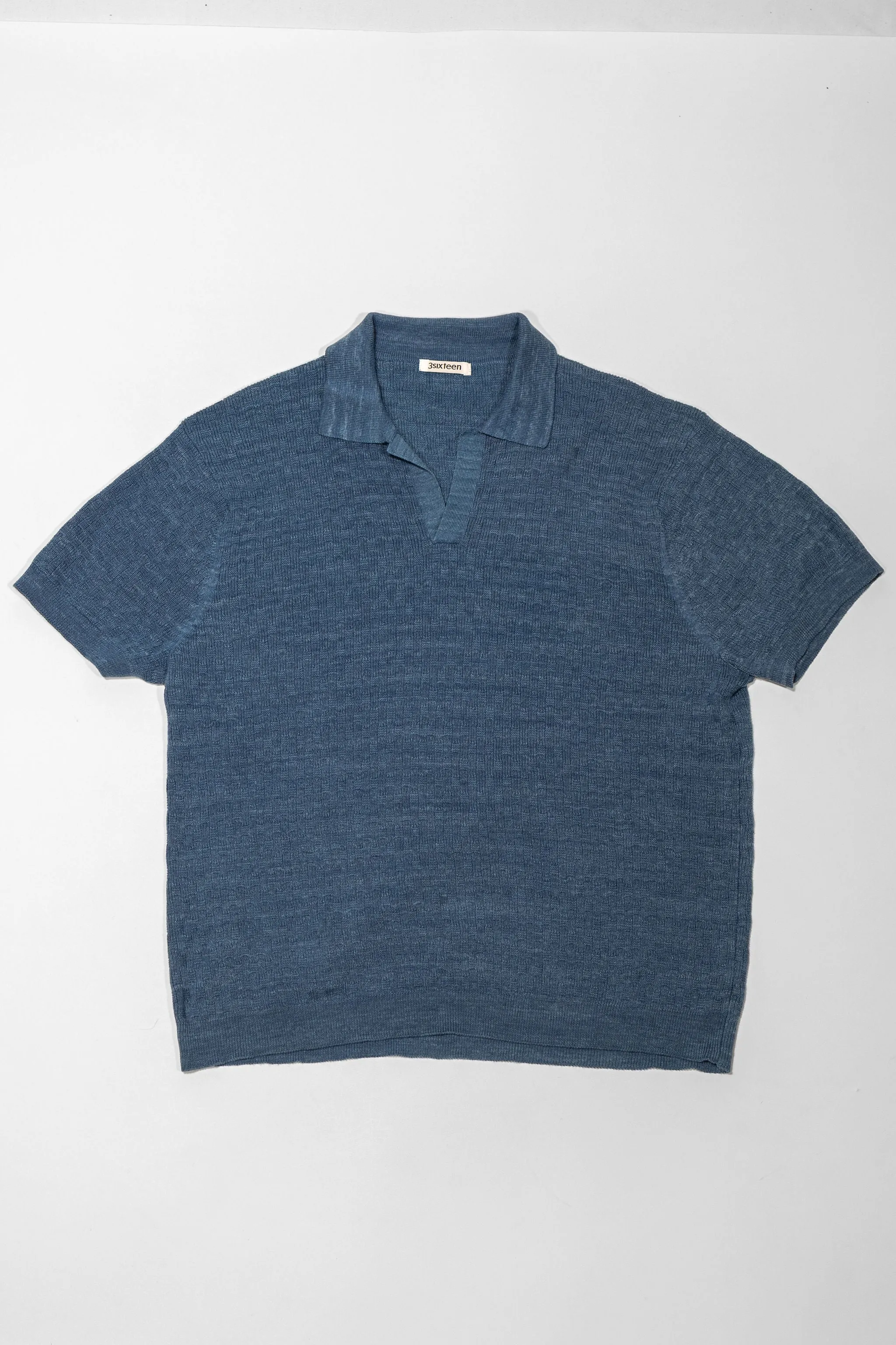 3sixteen Knit Polo - Vintage Blue Boxweave sold by Franklin and Poe product image thumbnail 4