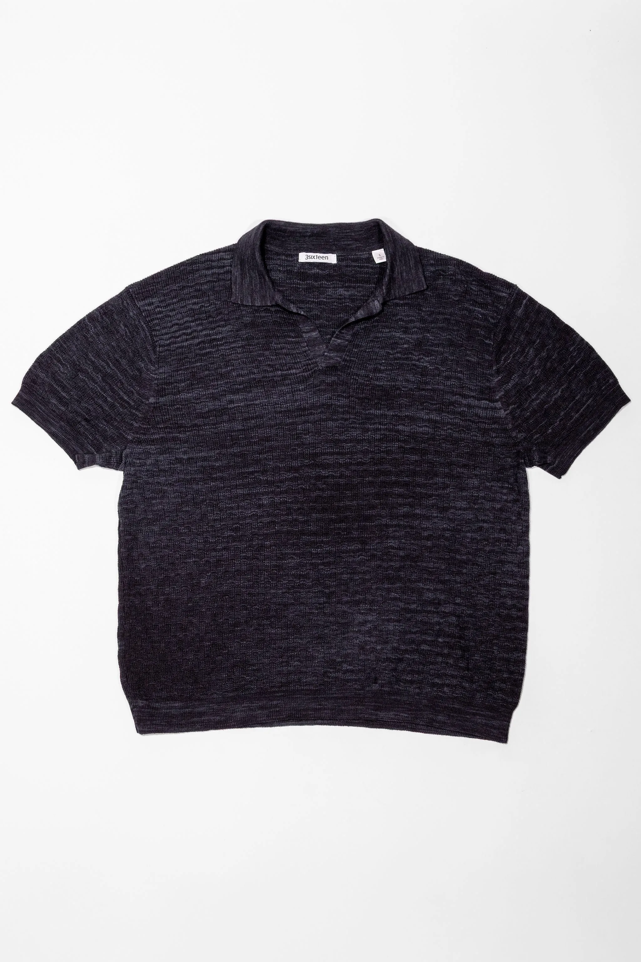 3sixteen Knit Polo - Vintage Black Boxweave sold by Franklin and Poe product image thumbnail 4