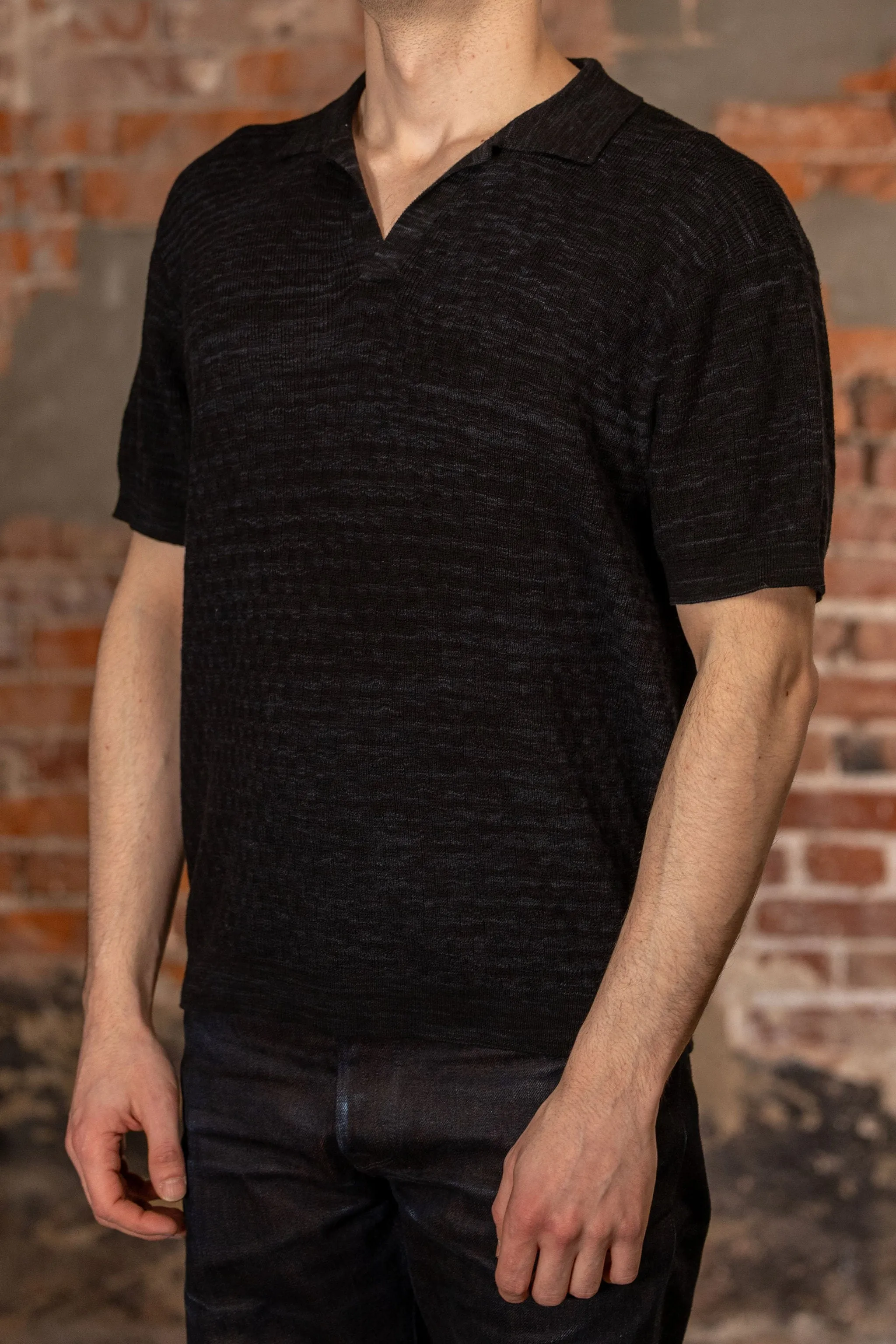 3sixteen Knit Polo - Vintage Black Boxweave sold by Franklin and Poe product image thumbnail 2