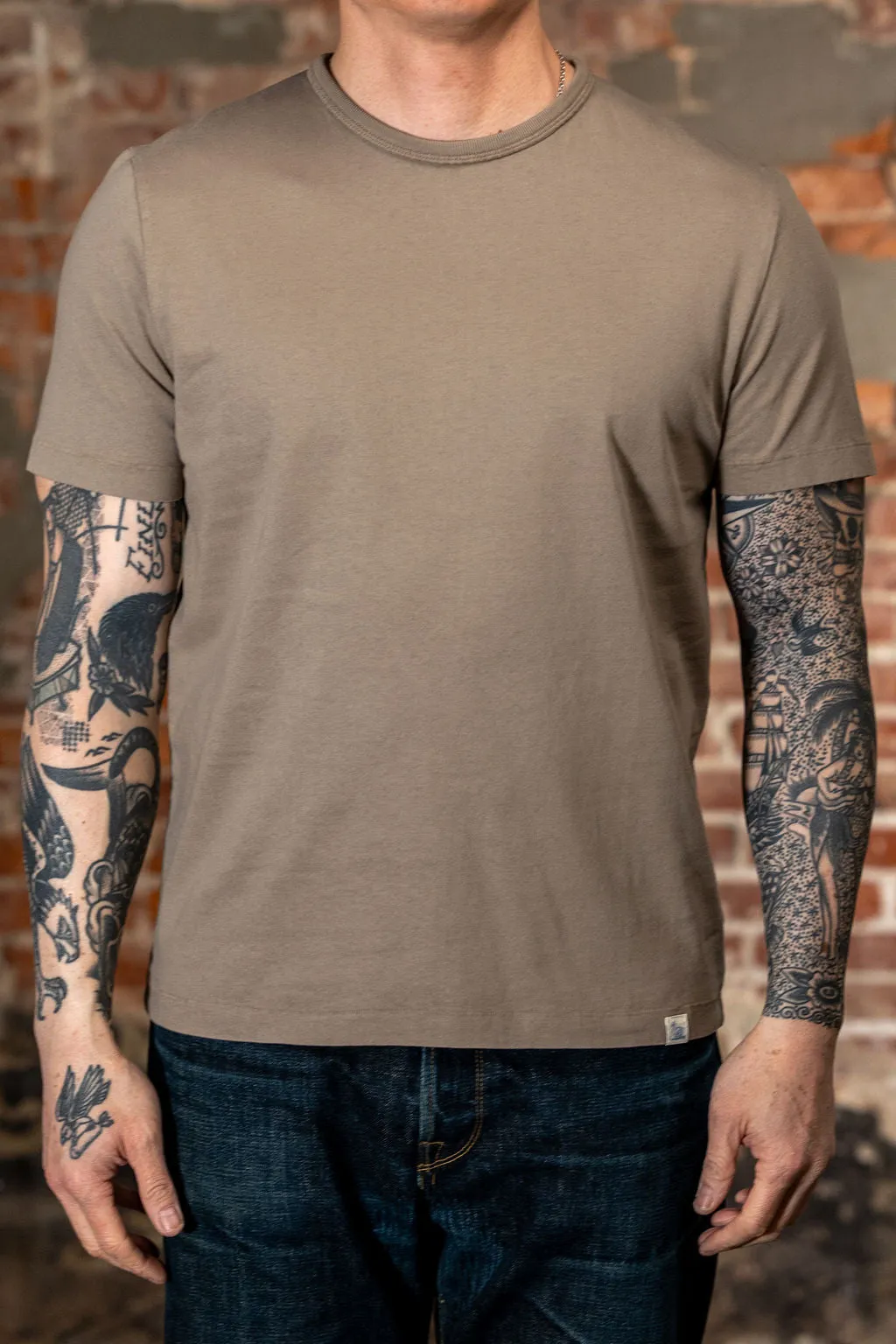 Merz b. Schwanen TEE02 Classic Cotton Jersey T-Shirt - Faded Grain sold by Franklin and Poe