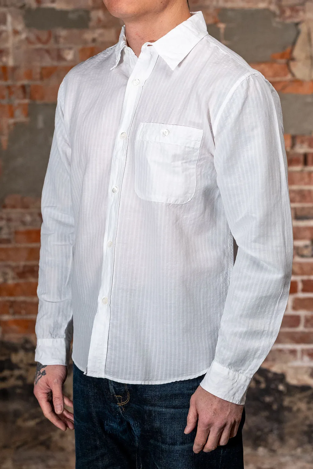 Knickerbocker Jones Cotton & Linen Shirt - White sold by Franklin and Poe product image thumbnail 2