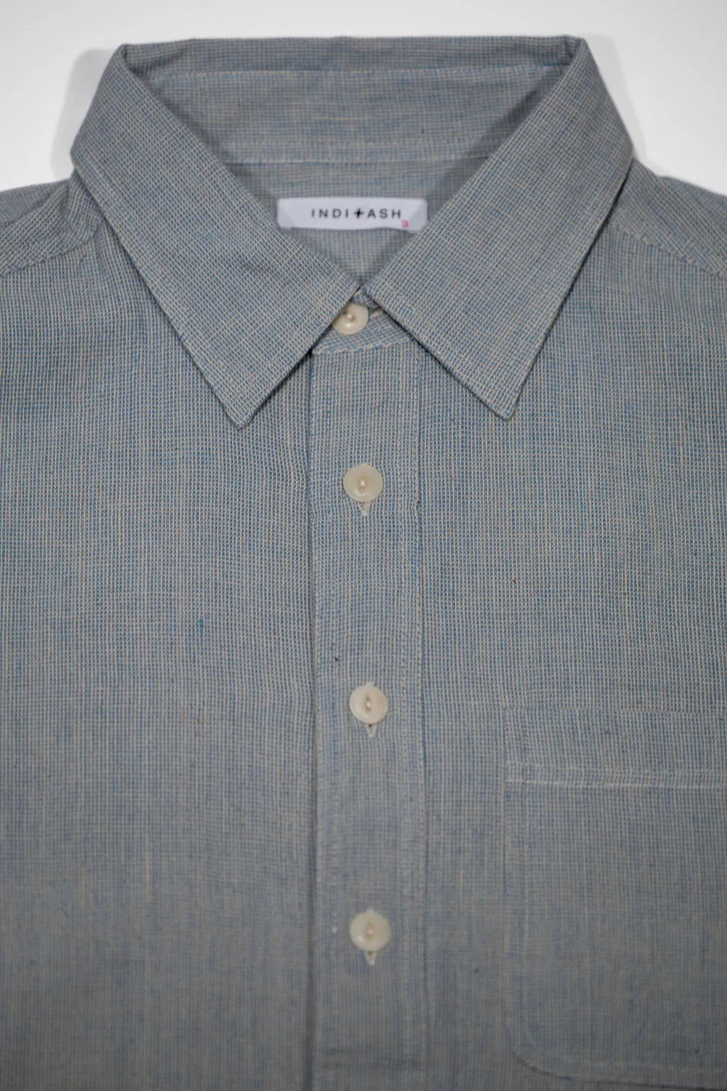 Indi + Ash Marc Shirt Handwoven Kala Cotton - End on End Indigo/Natural sold by Franklin and Poe product image thumbnail 4