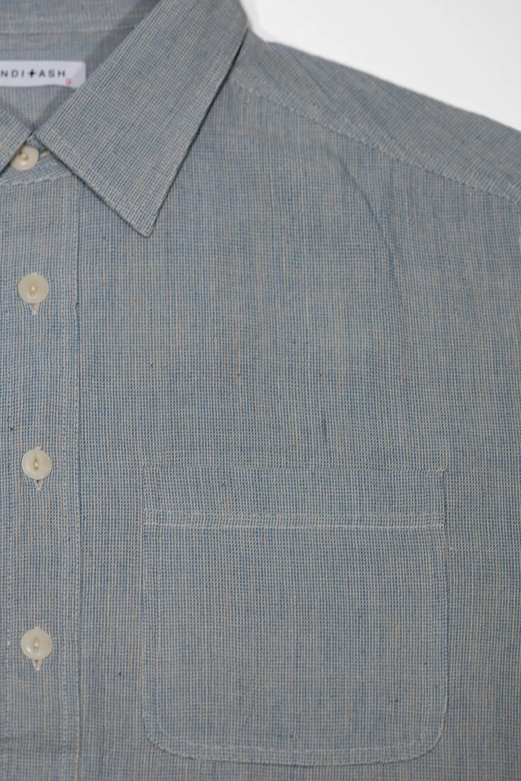 Indi + Ash Marc Shirt Handwoven Kala Cotton - End on End Indigo/Natural sold by Franklin and Poe product image thumbnail 5