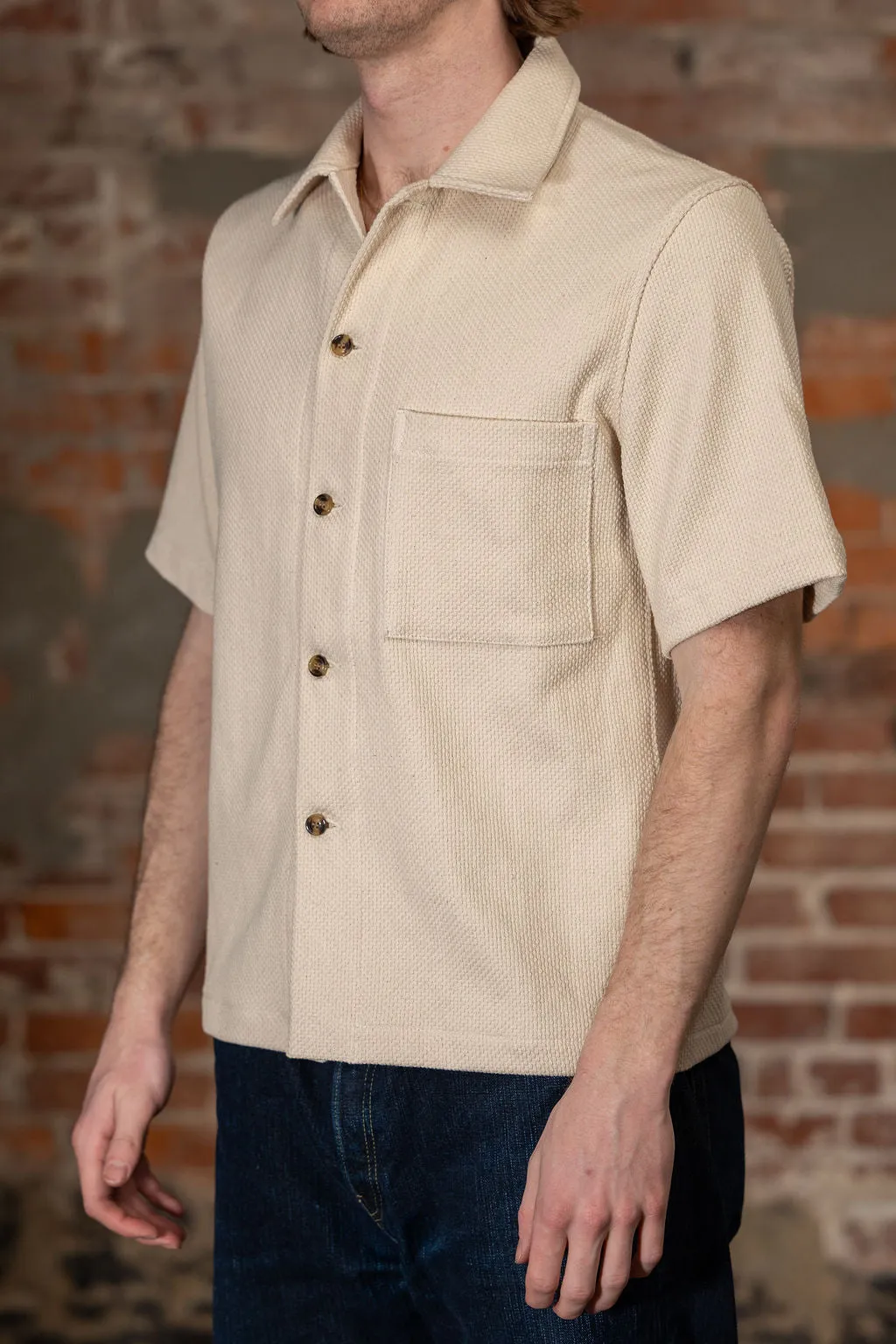 Dehen 1920 Lounge Shirt - Natural Sashi-Ori sold by Franklin and Poe product image thumbnail 2