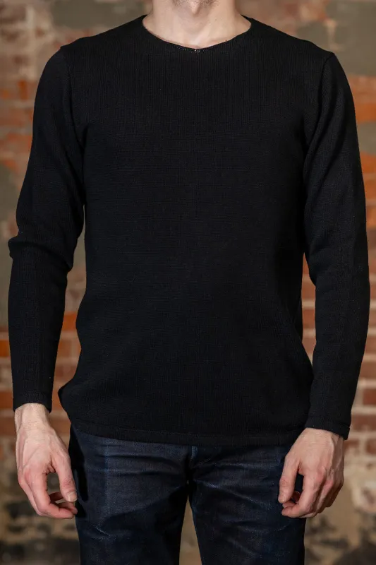 Heimat Textil Harbor Cotton/Linen Sweater - Black made by Heimat Textil