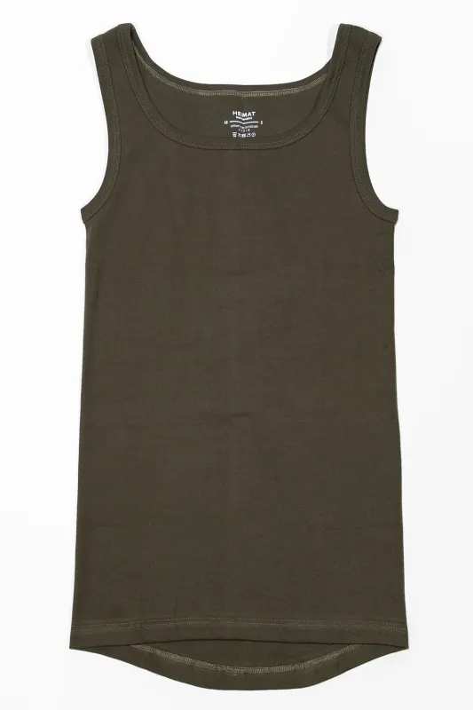 Heimat Textil Fine Rib Tank Top - Military Green made by Heimat Textil