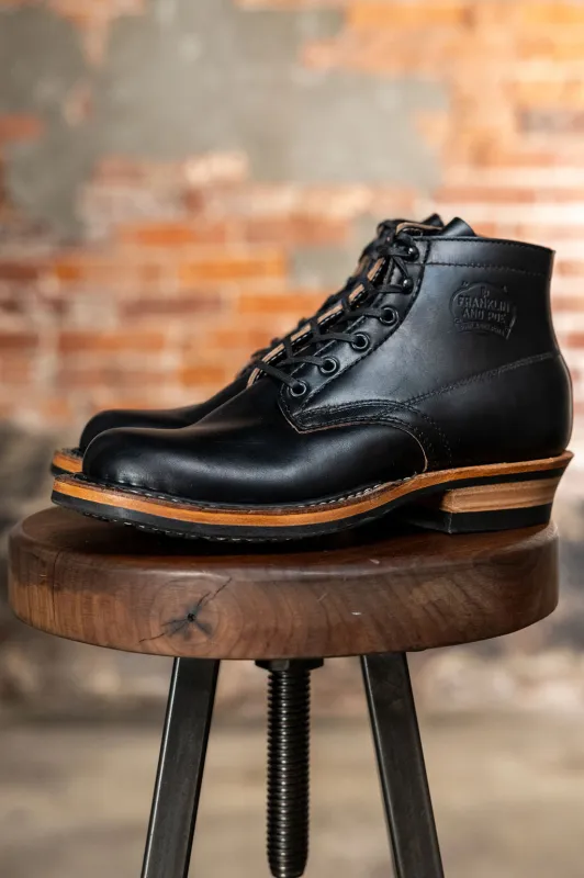 White's Boots x Franklin & Poe Semi-Dress - Black Horsehide Chromexcel made by White's boots