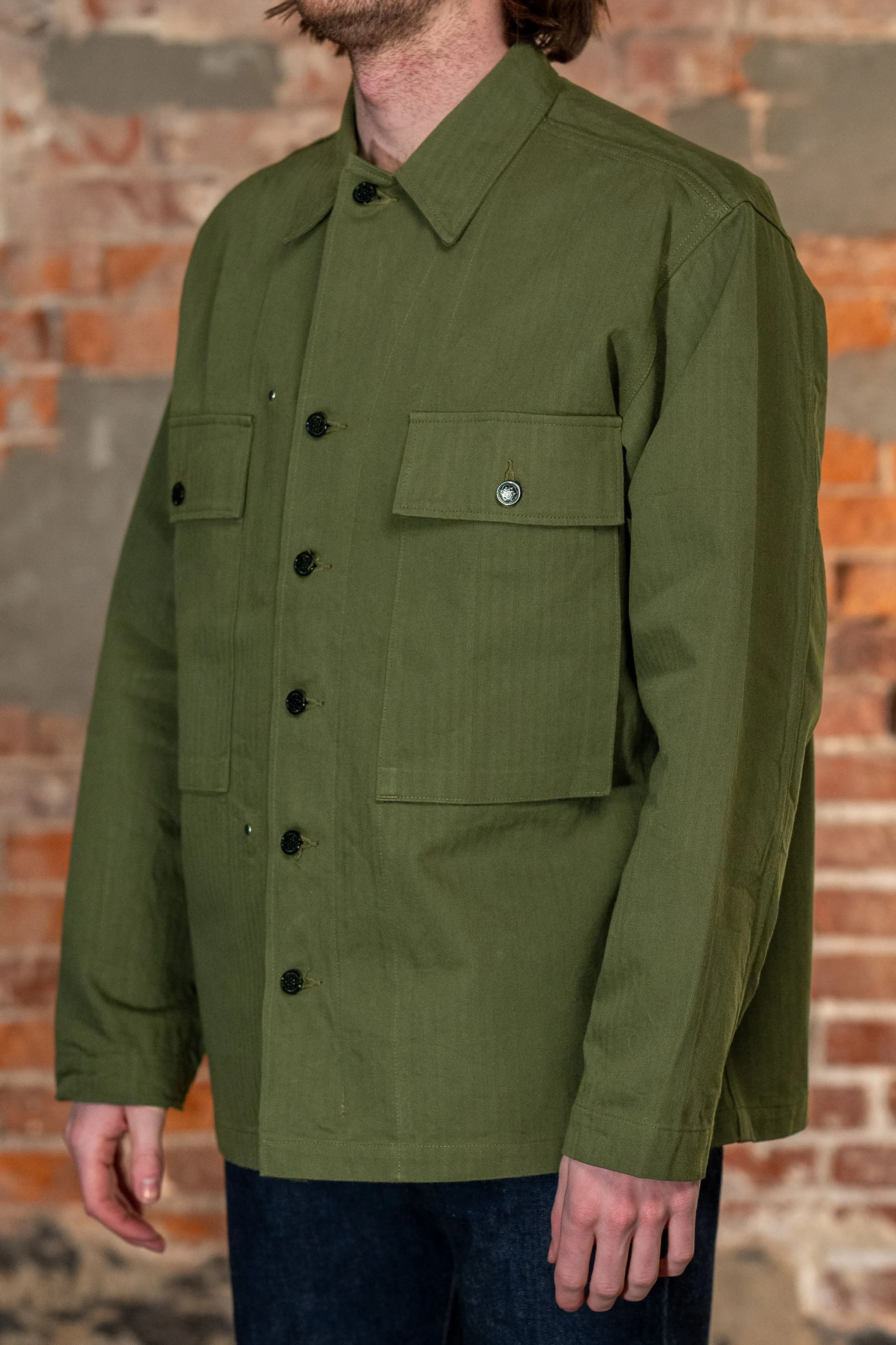 Buzz Rickson's BR15887 Herringbone Twill Jacket Special - Olive sold by Franklin and Poe product image thumbnail 2