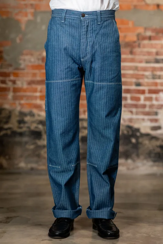 Freenote Coth Ortega Pant - 13oz Blue Herringbone made by Freenote Cloth