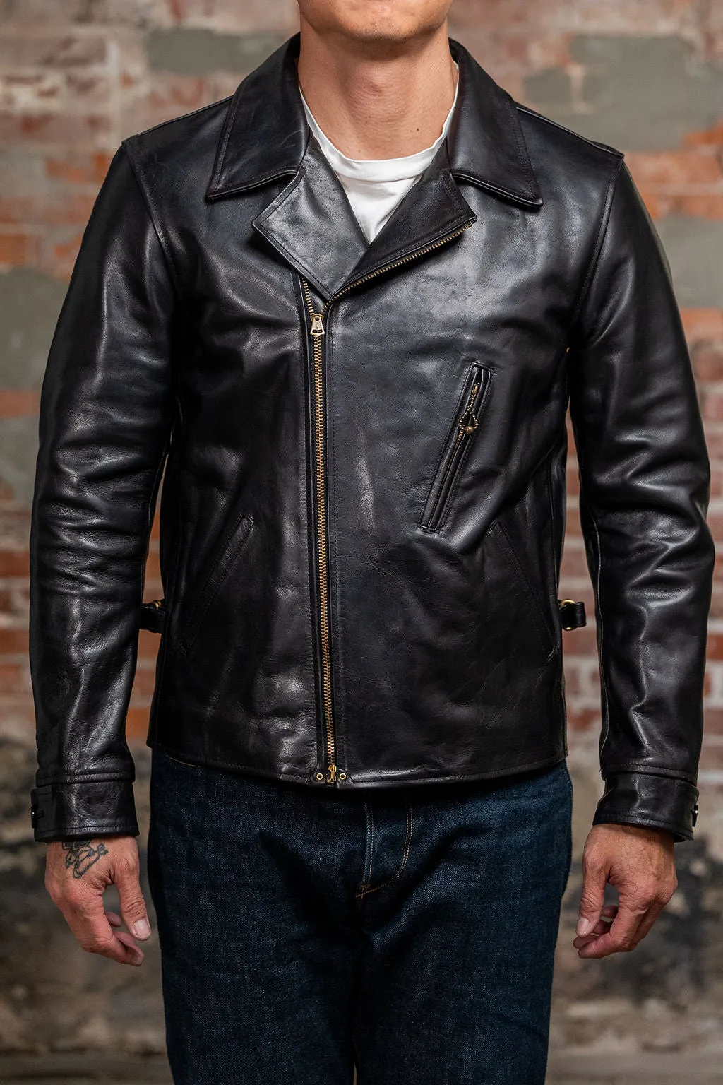 Attractions 379 Horsehide Double Flats Jacket - Black sold by Franklin and Poe