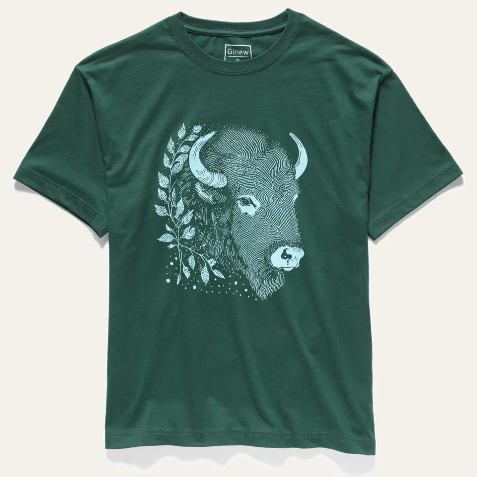Bison Head Tee Hunter Green sold by Ginew