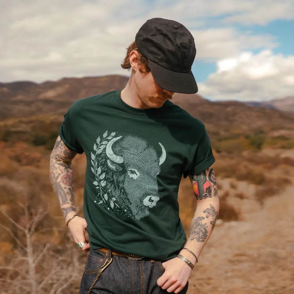 Bison Head Tee Hunter Green sold by Ginew product image thumbnail 2