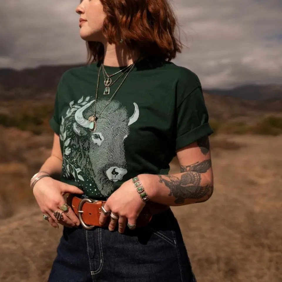 Bison Head Tee Hunter Green sold by Ginew product image thumbnail 4