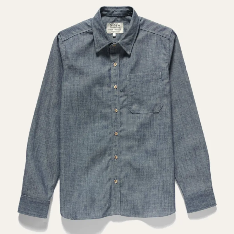 Mohican Crew Shirt Dark Chambray sold by Ginew