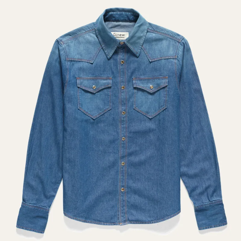 Western Snap Shirt Washed Chambray sold by Ginew