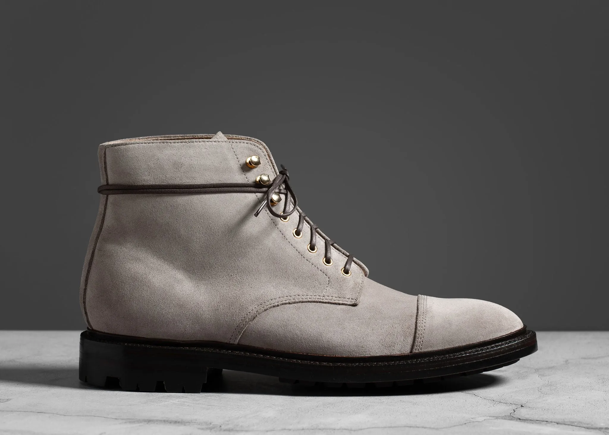 Cap Toe Boot Taupe Suede sold by Grant Stone