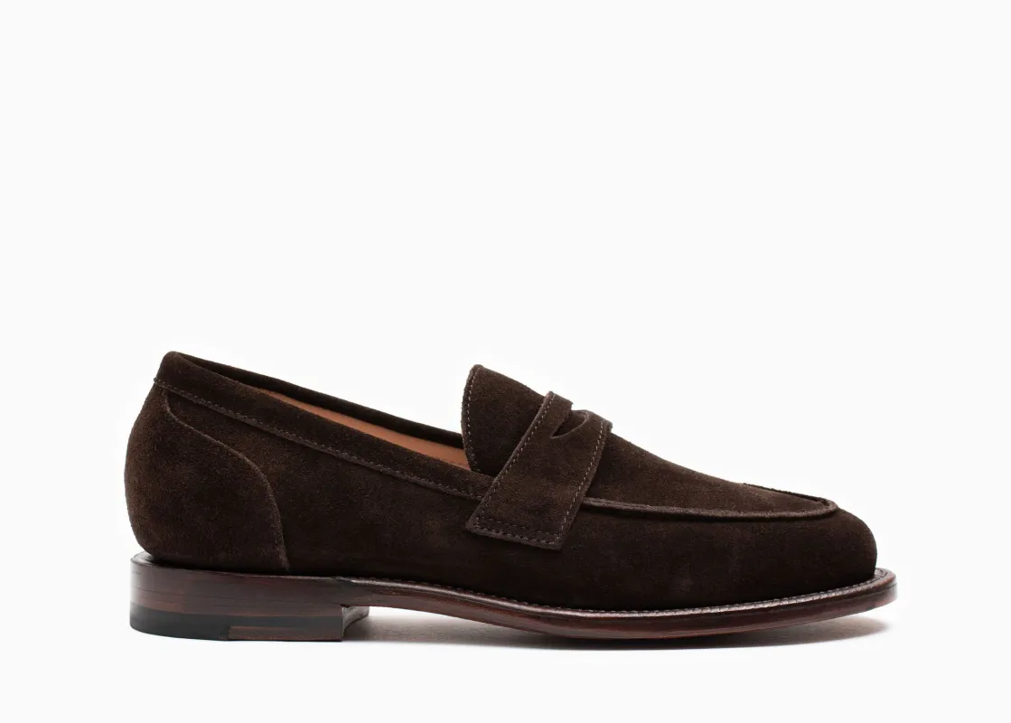 Clara Penny Loafer Espresso Suede sold by Grant Stone